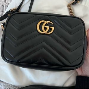 Gucci Marmont Black Leather Mini Camera Bag. Excellent condition. AUTHENTIC